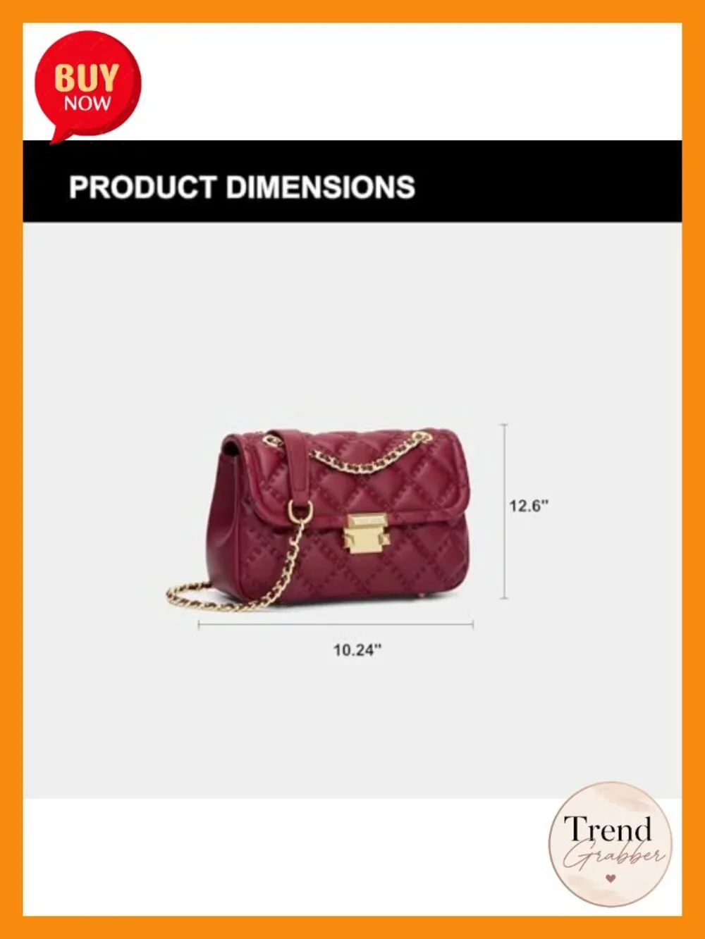 Quilted Faux Leather Crossbody Purse with Chain Strap